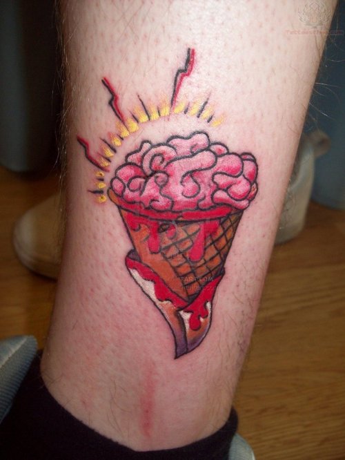 Strawbery Ice Cream Cone Tattoo